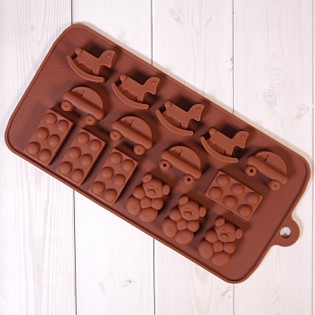 Форма силиконовая для шоколада "Игрушки" 20*10 см, 15 ячеек