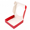 Коробка для печенья 12*12*3 см, красная с окном фото 2