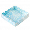 Коробка для печенья 12*12*3 см с прозрачной крышкой "Снежинки на голубом" фото 1