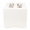 Коробка для торта белая 30*30*28 см, с ручками (окна) фото 6