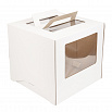 Коробка для торта белая 30*30*28 см, с ручками (окна) фото 5