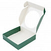 Коробка для печенья 12*12*3 см, зелёная с окном фото 2
