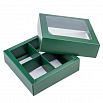 Коробка для 4 конфет с разделителями, Зелёная с окном фото 1