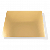 Подложка для торта квадратная 25*25 см 0,8 мм (двухсторонняя золото/белая) фото 1