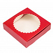 Коробка для печенья 12*12*3 см, красная с окном фото 1