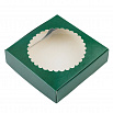 Коробка для печенья 12*12*3 см, зелёная с окном фото 1