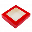Коробка для печенья 16*16*3 см, красная с окном фото 1