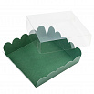 Коробка для печенья 12*12*3 см, Зелёная с прозрачной крышкой фото 2