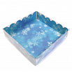 Коробка для пряников с прозрачной крышкой "Снежинки на голубом", 12*12*3 см фото 1
