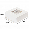 Коробка для торта 42*42*15 см, Белая с окном фото 1