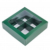 Коробка для 4 конфет с разделителями, Зелёная с окном фото 1