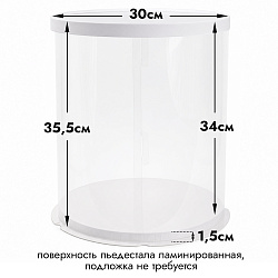 Прозрачная коробка для торта с пьедесталом (аквариум) 30*34 см, белая