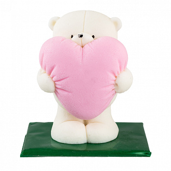 Фигурка из глазури Мишка белый 3Д с розовым сердцем, 150гр