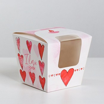 Коробка для конфет "I love you, сердечки" 13*13*11 см