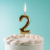 Свеча для торта "Цифра 9", золотая 8,5 см фото 2