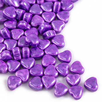Посыпка кондитерская объёмная 3D Сердечки фиолетовые перламутровые, 50 гр