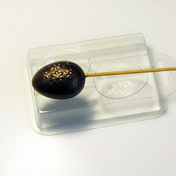 Форма пластиковая "Яйцо на палочке с цветочками"