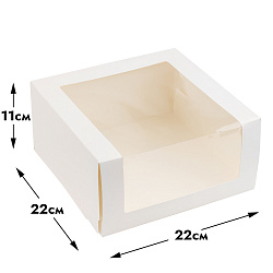 Коробка белая с окном 22*22*11 см