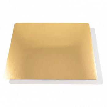 Подложка для торта квадратная 30*30 см 0,8 мм (двухсторонняя золото/белая)
