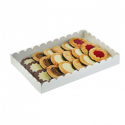 Коробка для печенья 23*30*3 см, белая с прозрачной крышкой, 50 шт