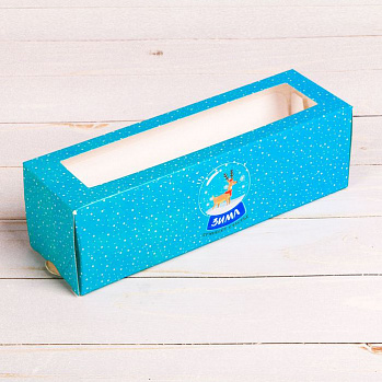 Коробка для макарун "Зима" 18*5,5 см