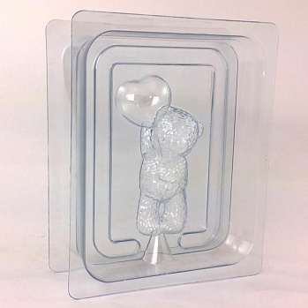 Форма 3D "Медвежонок стоит с шариком сердечком ", пластик