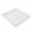 Коробка для печенья 21*21*3 см, Белая с прозрачной крышкой фото 1