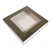 Коробка для печенья 16*16*3 см, Серебряная с окном фото 1