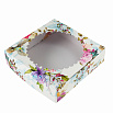 Коробка для печенья 12*12*3 см с окном "Цветы ассорти" фото 1