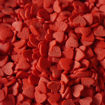 Посыпка кондитерская "Сердечки красные" 7 мм, 0,75 кг