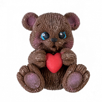 Фигурка из глазури Мишка с сердечком коричневый, 18гр