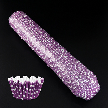 Капсулы "Корона" бумажные Фиолетовые в горох 50*40 мм, 500 шт
