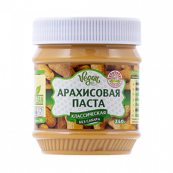Паста арахисовая "Азбука продуктов" Классическая без сахара, 340 гр