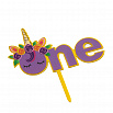 Топпер "One, единорог с цветами" фиолетовый 8,5*14 см фото 1