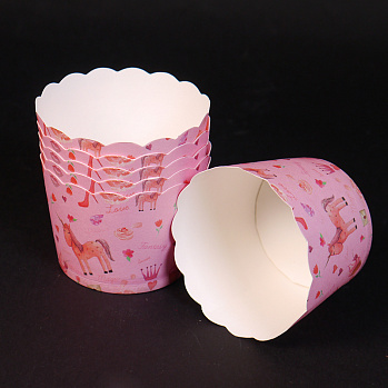 Бумажные стаканчики для кексов Розовые с единорогом 60*56 мм, 10 шт