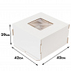 Коробка для торта 42*42*29 см, квадратное окно (самолет) фото 1