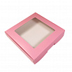 Коробка для печенья 16*16*3 см, Розовая с окном фото 1