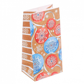 Пакет для сладостей "Новогодние шары" 10*19,5*7 см