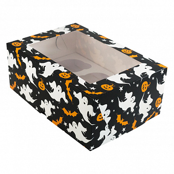 Коробка для 6 капкейков "Хэллоуин", с окном