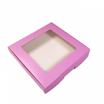 Коробка для печенья 16*16*3 см, Сиреневая с окном