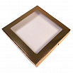 Коробка для печенья 21*21*3 см, Золотая с окном фото 1