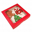 Коробка для печенья 21*21*3 см, Красная с окном фото 2
