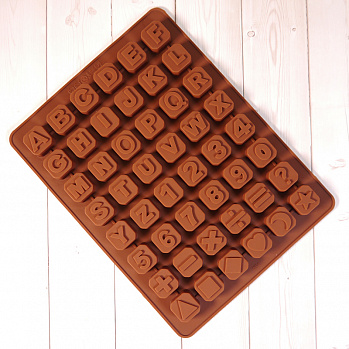 Форма силиконовая для шоколада "Английский алфавит" 24*18 см, 48 ячеек