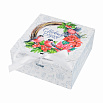 Коробка для 9 конфет с разделителями "Венок Снегири" с лентой, 11*11*5 см фото 1
