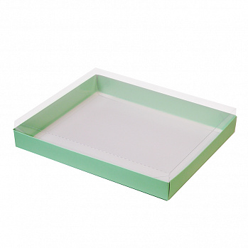 Коробка для печенья  с прозрачной крышкой мятная, 26*21*3 см