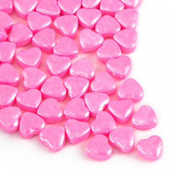 Посыпка кондитерская 3D Сердечки розовые перламутровые, 50 гр
