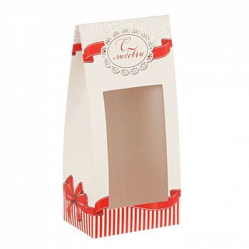 Коробка для конфет "С любовью", (красный бант) 9*19*6 см