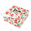 Коробка для 9 конфет с разделителями "Красные тюльпаны" с лентой, 11*11*5 см фото 1