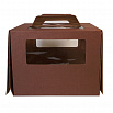 Коробка для торта 26*26*20 см, шоколадная с ручками (окна) фото 2