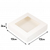Коробка для печенья 12*12*3 см, белая с окном фото 1